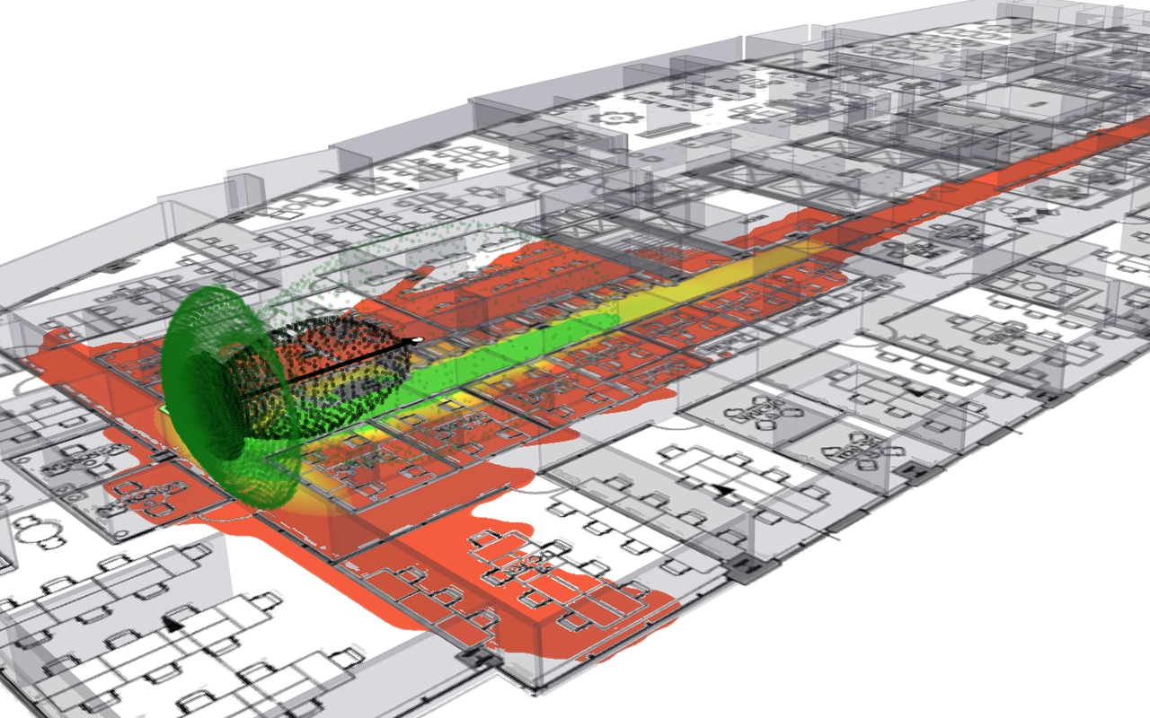 Floor plan transformed into a calibrated digital twin with measured RF data